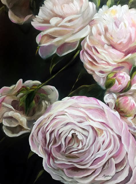 Original Oil On Linen Painting Pink Peonies Splendor In Pink Flower