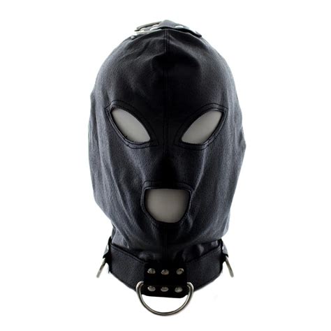 Hot Sale Adult Sex Mask Leather Exposed Mouth Eyes Fetish Bondage Bdsm