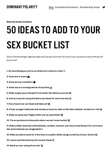 Dominantpolarity 50 Ideas To Add To Your Sex Bucket List Pdf