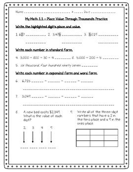 Make a line plot to display a data set. My Math - 3rd Grade - Chapter 1 - Place Value Worksheets ...
