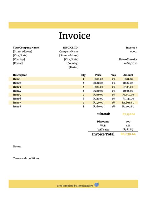 Numbers Invoice Template Free Printable Templates