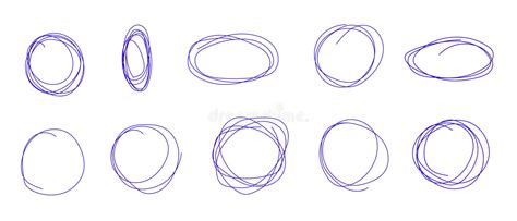 Hand Drawn Ovals Circles In A Continuous Line Doodle Collection