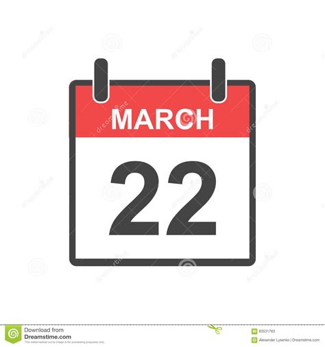 Historical events for the 22nd of march. March 22 calendar icon. stock vector. Illustration of ...