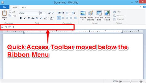 Show Windows 10 Quick Access Toolbar Below Ribbon Menu