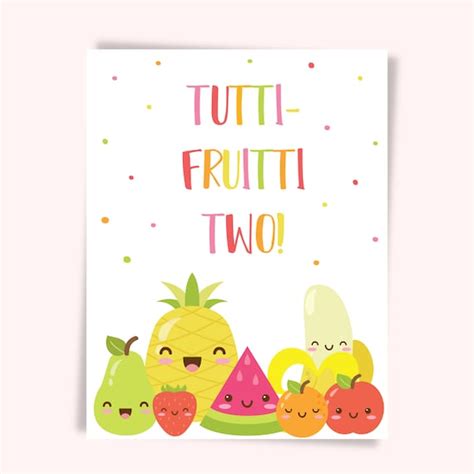 Tutti Frutti Party Sign Twotti Frutti Poster Cute Fruits Sign
