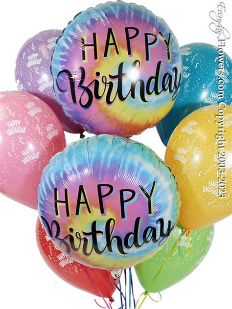 Birthday Tie Dye Swirls Balloons Helium Filled Balloons Delivery By