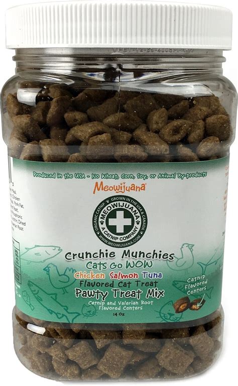 Meowijuana Crunchie Munchies Chicken Salmon And Tuna Pawty Mix Cat