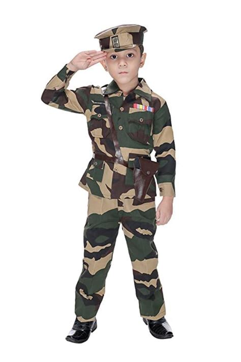 Tan Ansh Army Dress For Kids Indian Military Soldier Costume Military