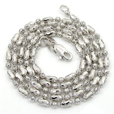 14K Gold White Gold Moon Cut Oval Bead Chain 16 20 Inch 1 8mm