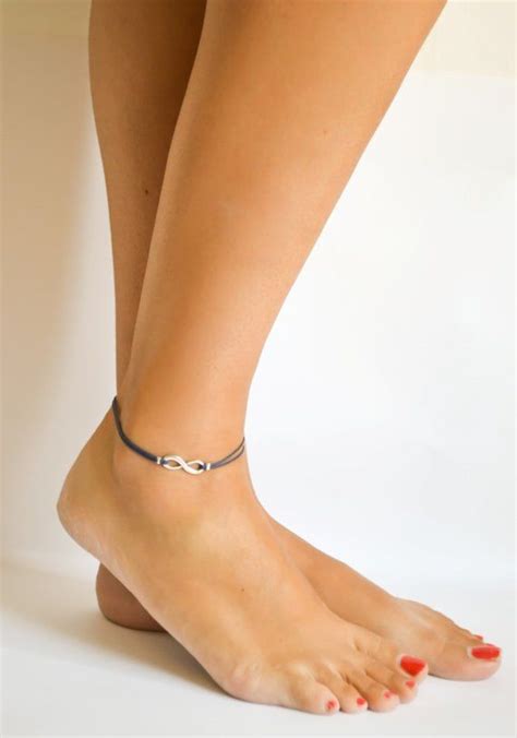 Infinity Anklet Blue Cord Anklet With Silver Infinity Charm Etsy