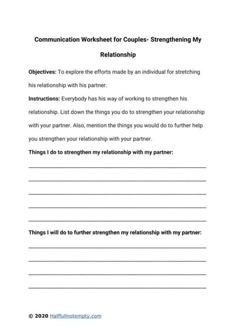 Couples Therapy Worksheets Free Relationship Worksheets