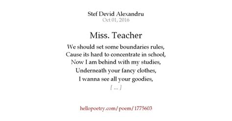 Miss Teacher By Stef Devid Alexandru Hello Poetry