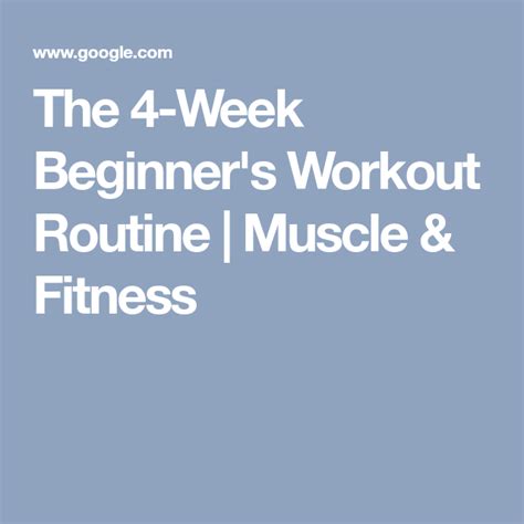 The Complete 4 Week Beginners Workout Workout For Beginners Workout