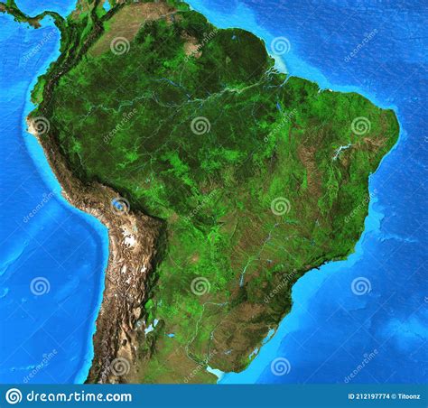 High Resolution Physical Map Of Brazil And Amazon Rainforest Stock