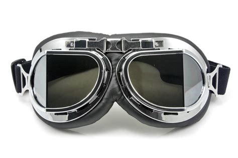 Buy Retro Vintage Motorcycle Chrome Goggles Smoked Angular Lenses