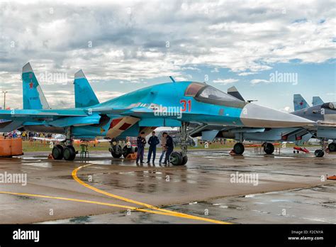 Sukhoi Su 34 Fullback At Maks 2015 Air Show In Moscow Russia Stock