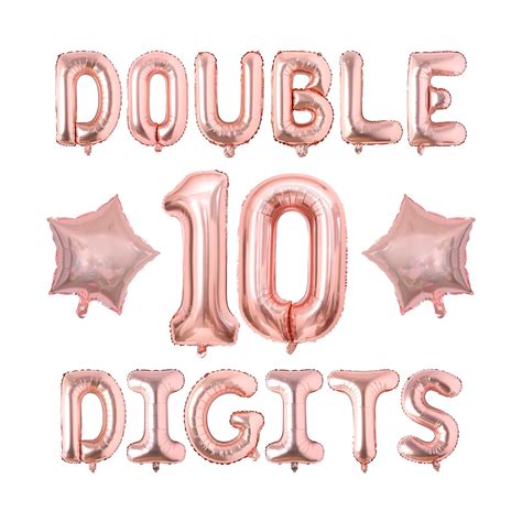 Double Digits Th Birthday Decorations Rose Gold Girls Double Digits