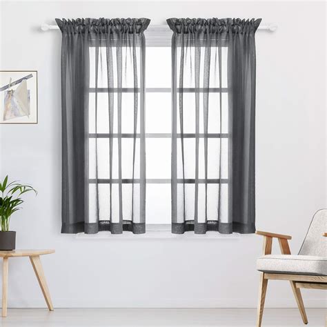 Buy Floweroom Rod Pocket Curtain Semi Transparent Sheer Voile Curtains