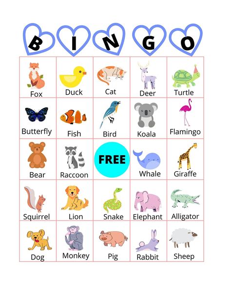 Printable Large Bingo Cards With Animals Bingo Game Bundle To Play