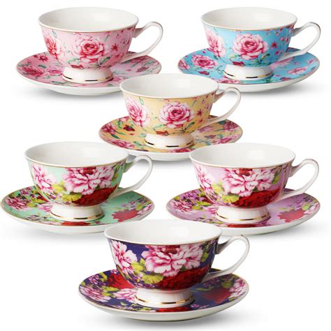 BTäT Tea Cups Tea Cups and Saucers Set of 6 Tea Set Floral Tea Cups