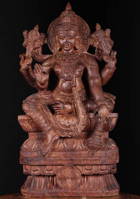 Wooden Vishnu Sculpture Holding Club 30 76w19ed Hindu Gods