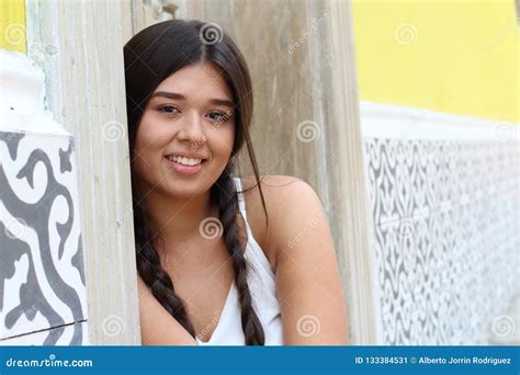 Cute Latina Preteen Girl With Curly Hair Stock Photography