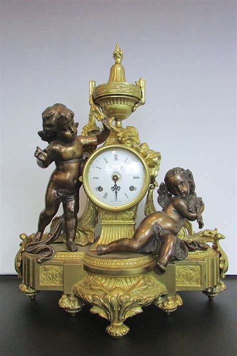 Vintage Imperial Italian Brevettato Mantle Garniture Clock Cherubs