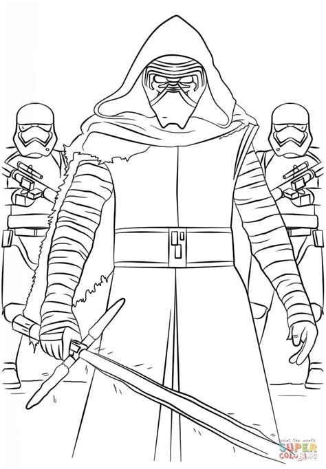 The rise of skywalker follows rey, finn, and poe dameron as they set out to lead the resistance's final stand against kylo ren and the first order, who themselves are now aided by the. Kylo Ren and the First Order Stormtroopers coloring page ...