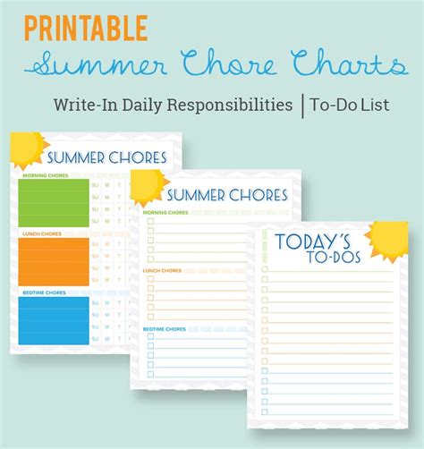 Free Printable Summer Chore Charts Lil Luna