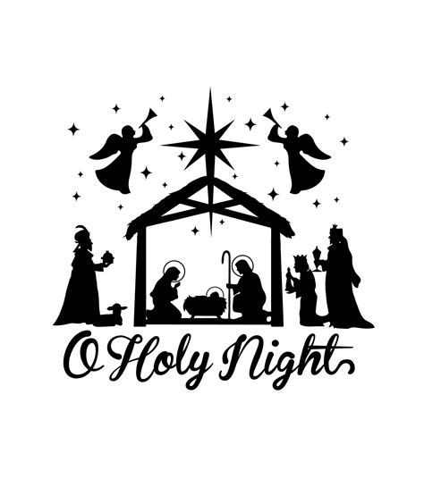 Svg Clipart Christmas Nativity Silhouette Oh Holy Night Etsy