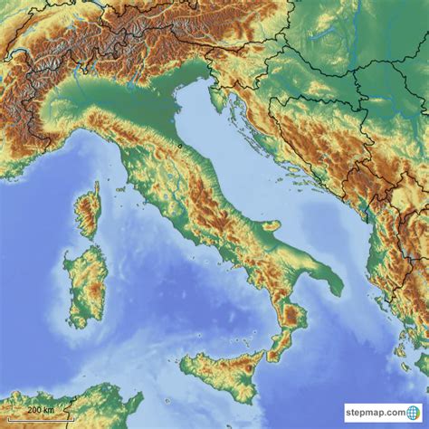 Stepmap Italia Fisica Muta Landkarte Für Italy