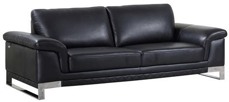 Modern Black Genuine Italian Leather Sofa Set 3 Pcs Global United 411