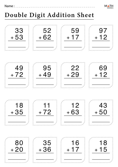 2 Digit Addition Worksheets With Answer Key