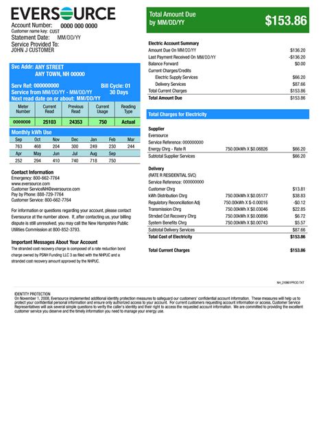 Sample Electric Bill Eversource New Hampshire