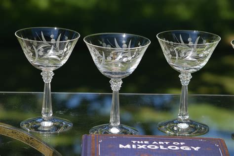 Sold ~ Reserved For Precious Vintage Etched Crystal Cocktail Glasses Set Of 10 Fostoria