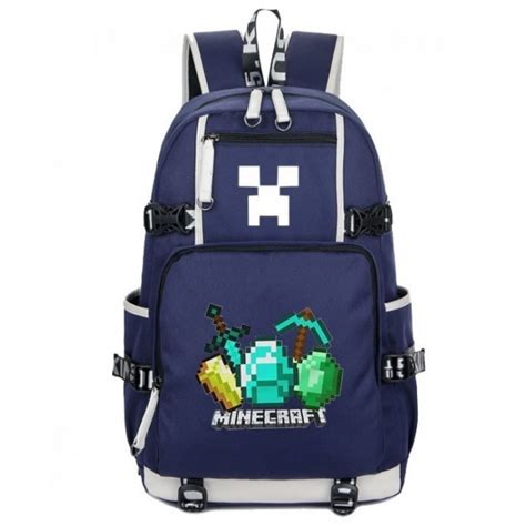 Minecraft Diamonds Logo Rucksack Backpack Schoolbag Blue