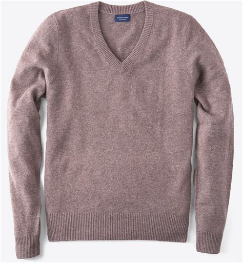Beige Cashmere V Neck Sweater By Proper Cloth