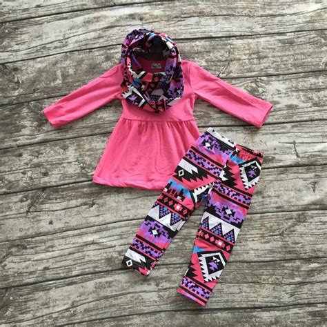 New Hot Sell Fallwinter Kids Baby Outfits 3 Pieces Scarf Pant Sets