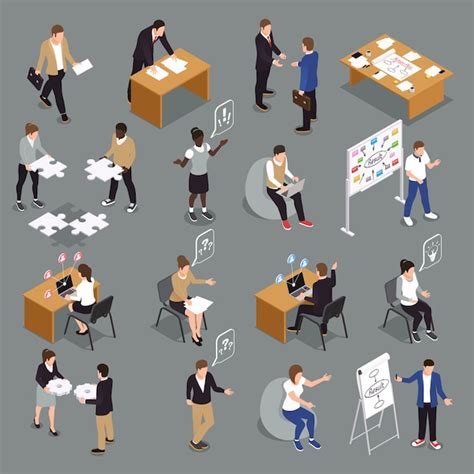 Free Vector Teamwork Efficient Collaboration Isometric Icons