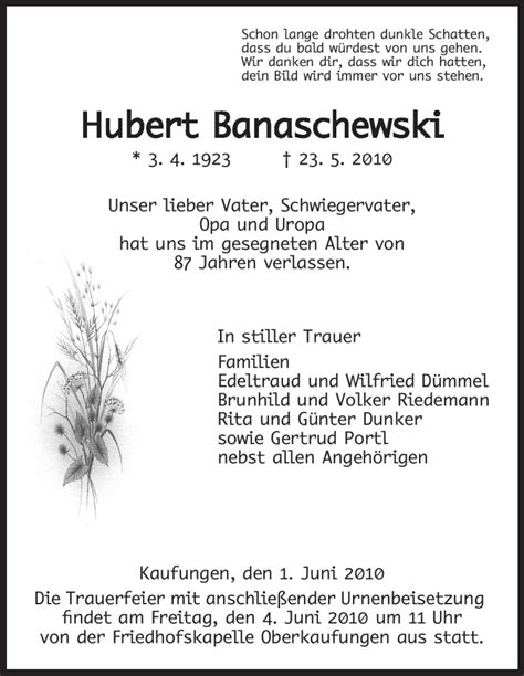 Join to listen to great radio shows, dj mix sets and podcasts. Traueranzeigen von Hubert Banaschewski | Trauer.HNA.de