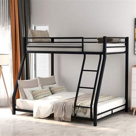 Churanty Twin Over Full Metal Floor Bunk Bedblack