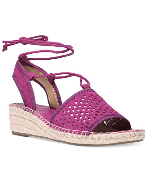 Lyst Franco Sarto Liona Lace Up Espadrille Wedge Sandals In Pink