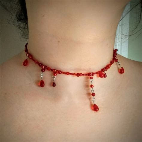 Halloween Bloody Necklace Vampire Necklace Scary Red Bloody Necklace