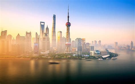 Shanghai Huangpu River Oriental Pearl Morning Hd Wallpaper
