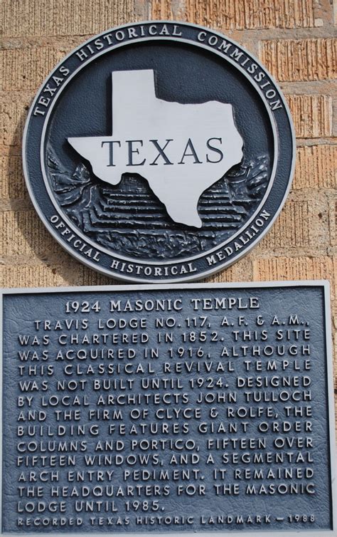 Texas Historical Commission Marker 1924 Masonic Temple The Portal