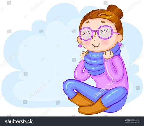 Cute Girl Wearing A Scarf Vector Illustration 233904250 Shutterstock