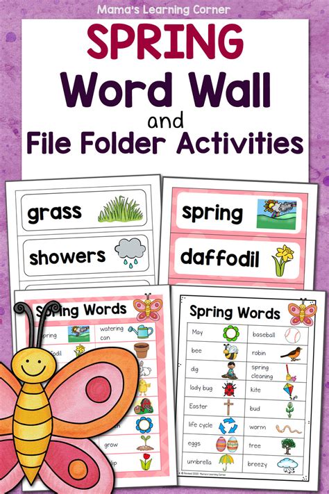 Spring Word Wall With File Folder Activities Mamas Learning Corner
