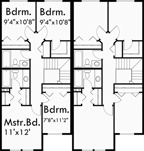 upper floor plan for d 318 two story duplex house plans 4 bedroom duplex plans duplex plans