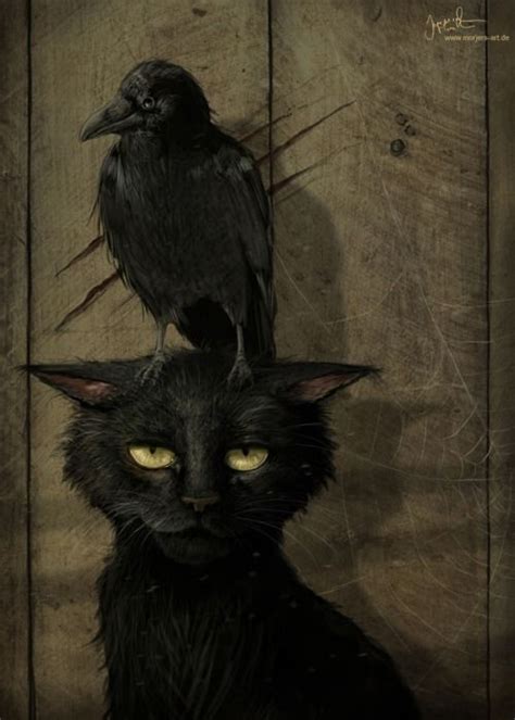 Black Cat Edgar Allan Poe Cat Art Animal Art Cats