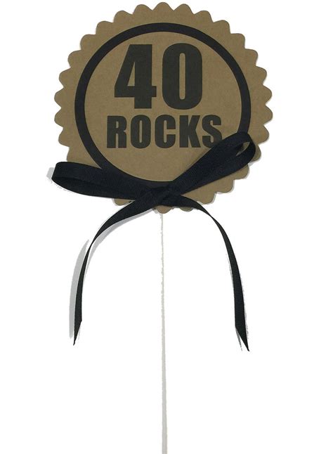 40 Rocks Cake Topper Birthday Cake Decoration Black And Etsy